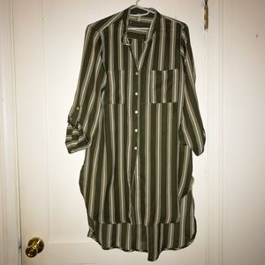 Long Olive Green Buttoned Blouse